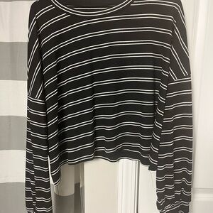 Black and White Striped Women's Top